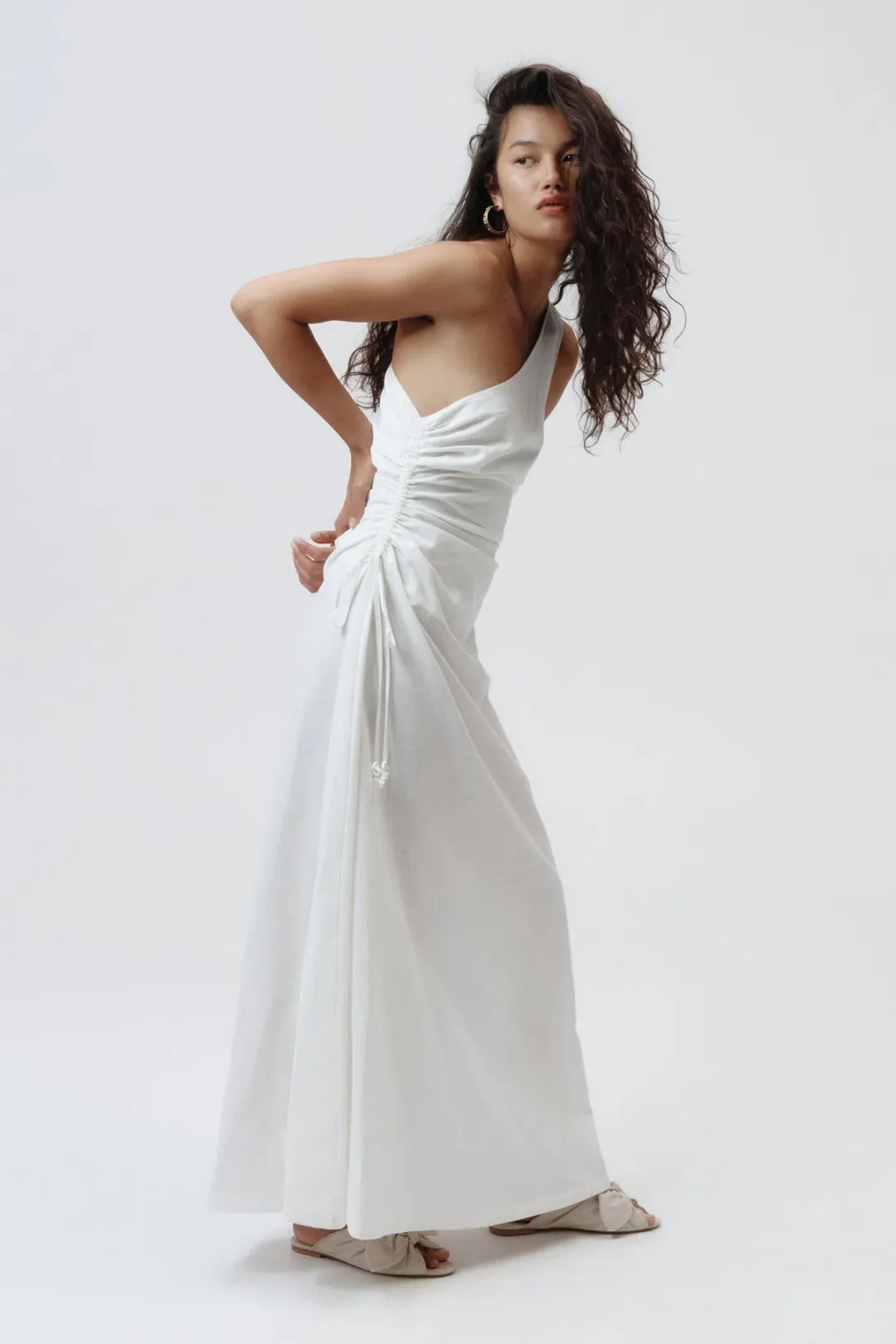 Aje White Daze One Shoulder Maxi Dress White Size AU 6 for rent on The Volte - main image
