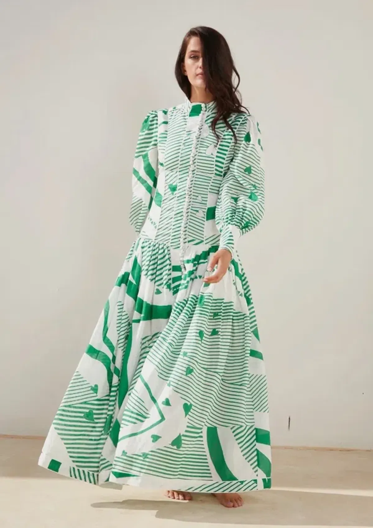 Mackenzie Mode Button Me Up Maxi Dress Green With Envy Size AU 14 - Image 1