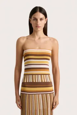 Faithfull Citara Strapless Top & Maxi Skirt Set in Cocoa Size 8 for rent on The Volte - image 2