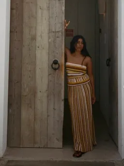 Faithfull Citara Strapless Top & Maxi Skirt Set in Cocoa Size 8 for rent on The Volte - image 5