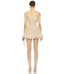 Helsa Rib Mix Puffy Mini Dress Khaki Size S / AU 8 for rent on The Volte - image 2