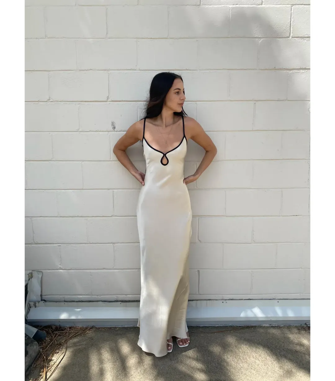 Bec & Bridge Cedar Maxi Dress Oyster/Black Size AU 6 for rent on The Volte - main image