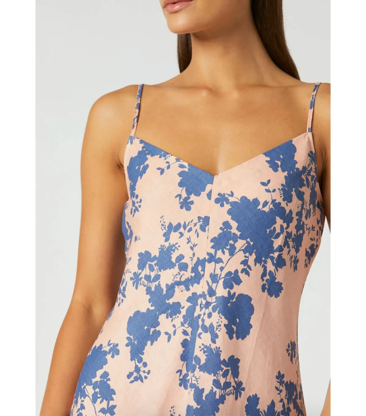 Scanlan Theodore Linen Floral Slip Maxi Dress Coral Size AU 6 - Image 3