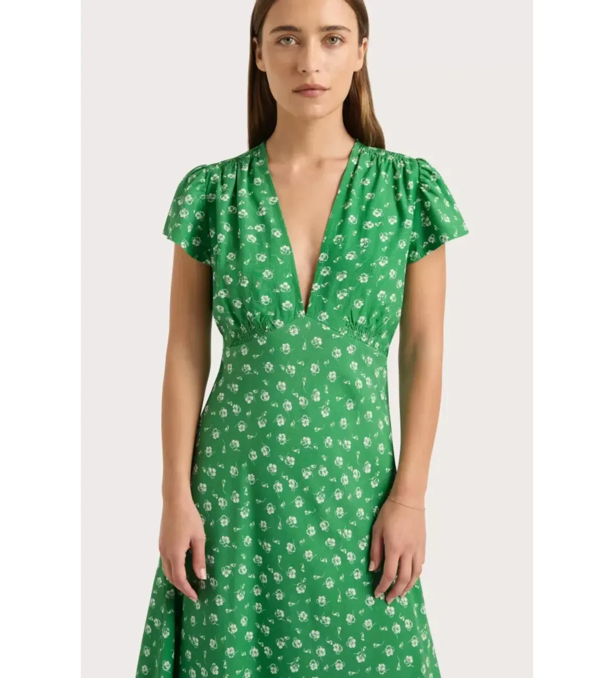 Faithfull The Brand Doriet Midi Dress Suzette Green Size AU 10 - Image 4