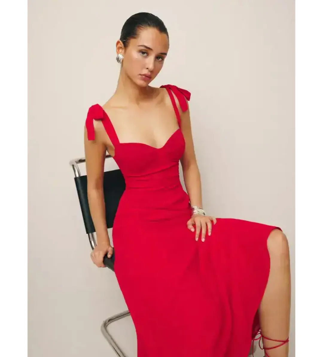 Reformation Nadira Midi Dress Poinsettia Size 8 for rent on The Volte - main image