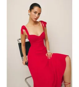Reformation Nadira Midi Dress Poinsettia Size 8 for rent on The Volte - image 4