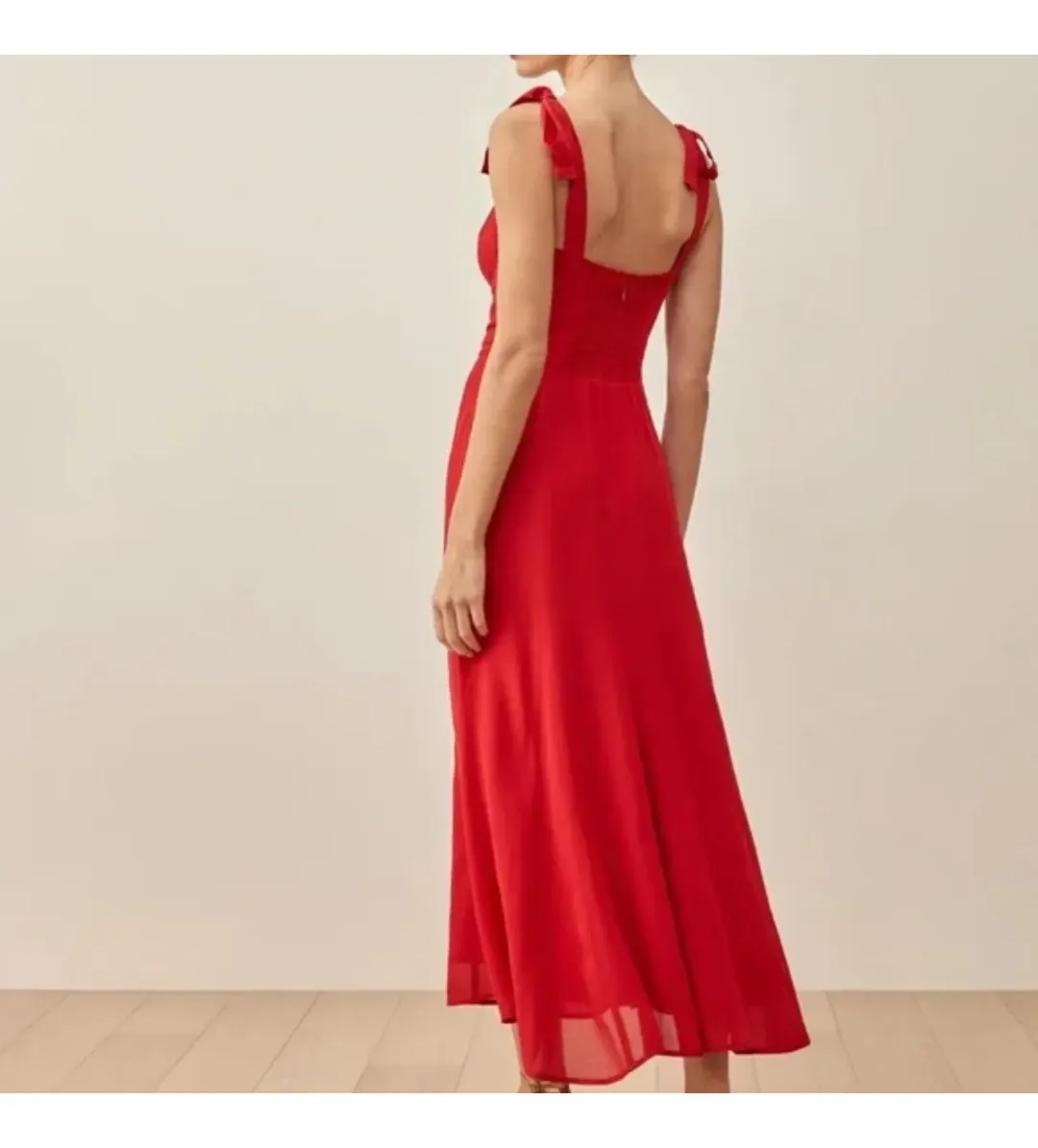 Reformation Nadira Midi Dress Poinsettia Size 8 for rent on The Volte - main image