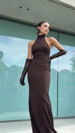 EFFIE KATS RHI GOWN COFFEE BROWN SIZE 8 (S) for rent on The Volte - image 5