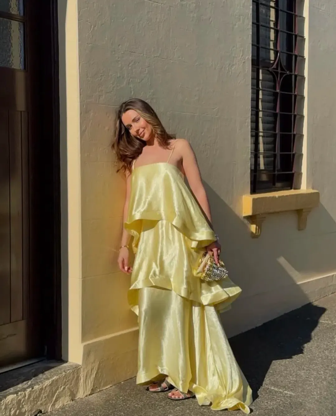 ELLIATT TILLY TIERED MAXI DRESS IN BUTTER YELLOW SIZE 8 (S) for rent on The Volte - main image