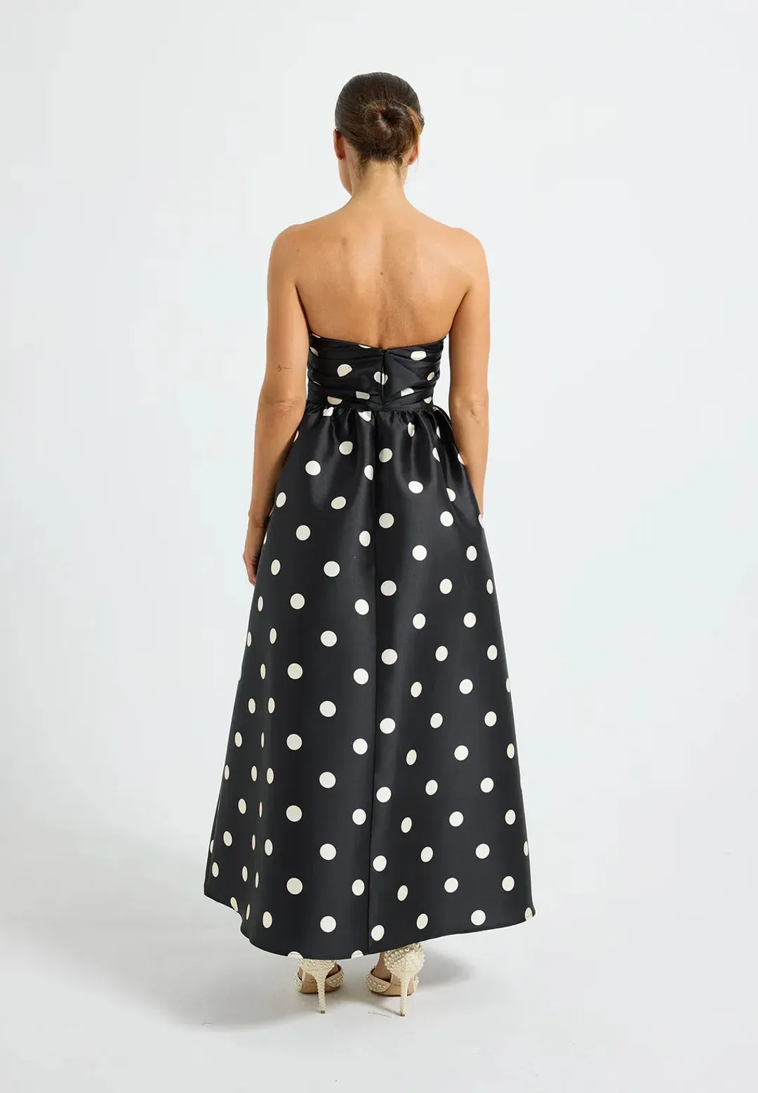 Pasduchas Dottie Strapless Midi Black/Cream Size 6 for rent on The Volte - main image