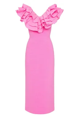 Aje Transcendent Ruffle Midi Dress in Pink Size S / AU 8 for rent on The Volte - image 4