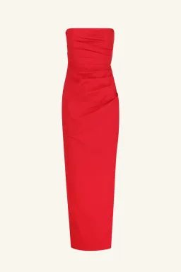 Shona Joy Lani Strapless Draped Maxi Dress in Chilli Red Size 8 for rent on The Volte - image 4