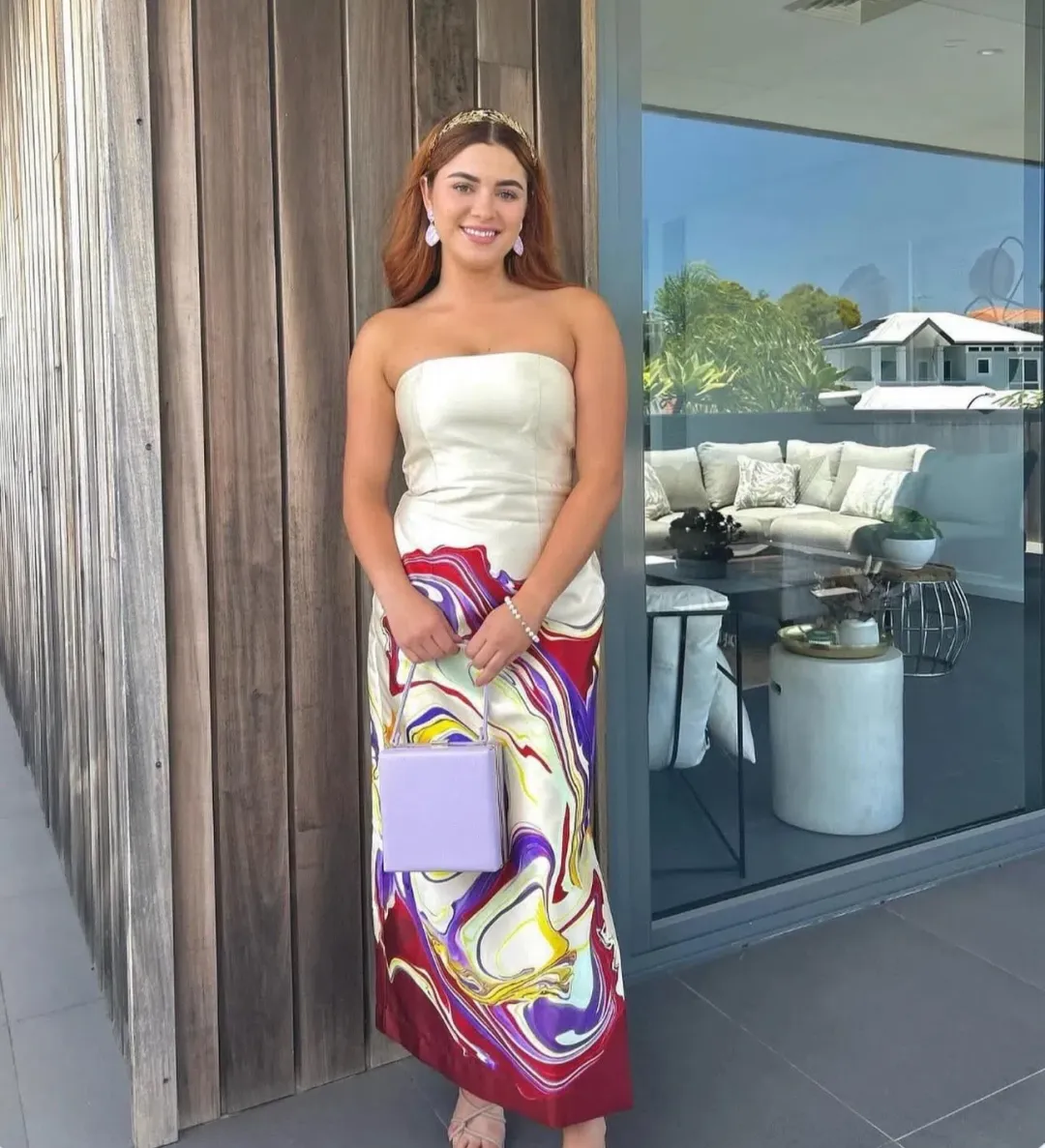 Alemais Luca Corset Midi Dress in Print Size AU10 for rent on The Volte - main image