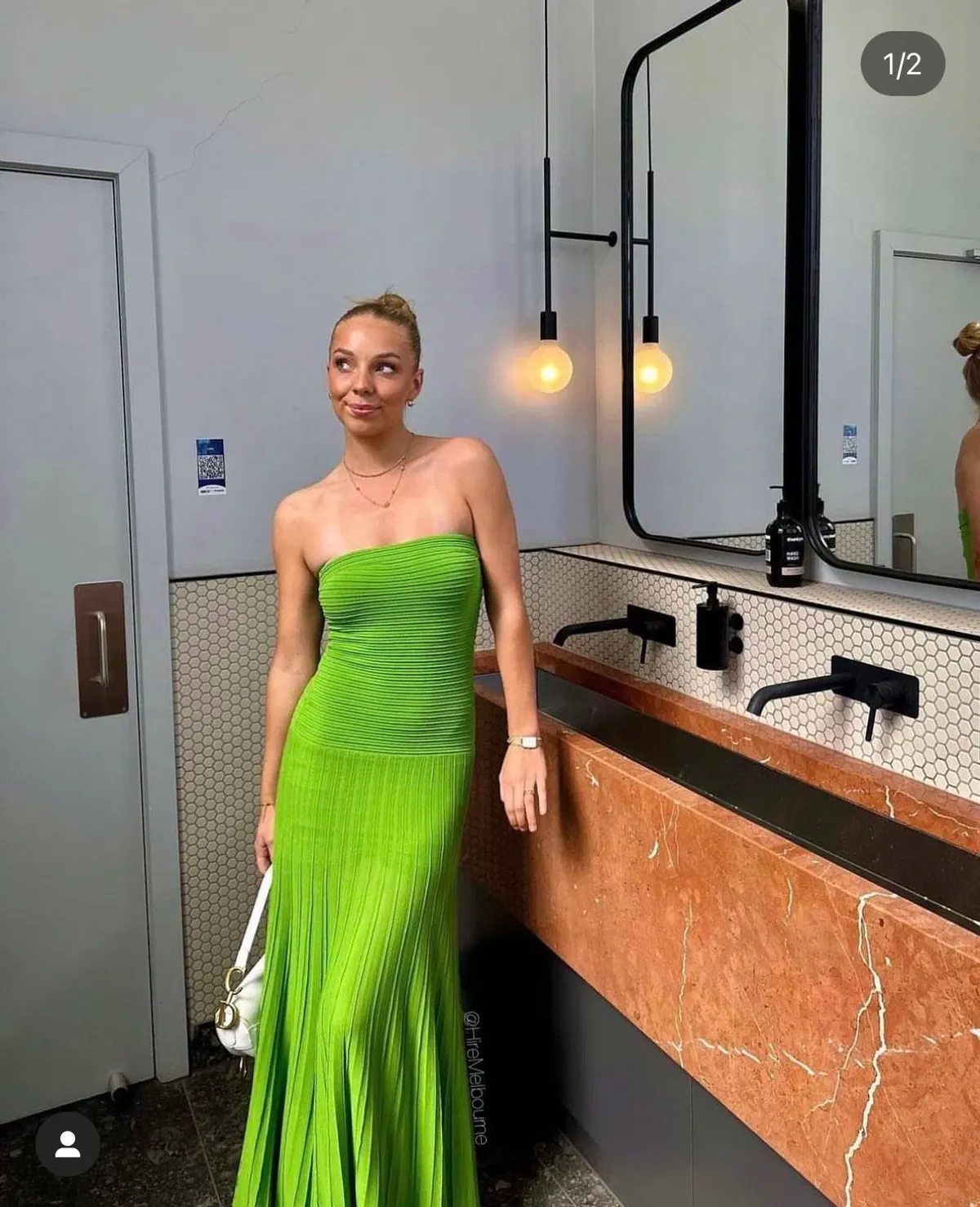 COS Knitted Bandeau Dress in Green - Image 1