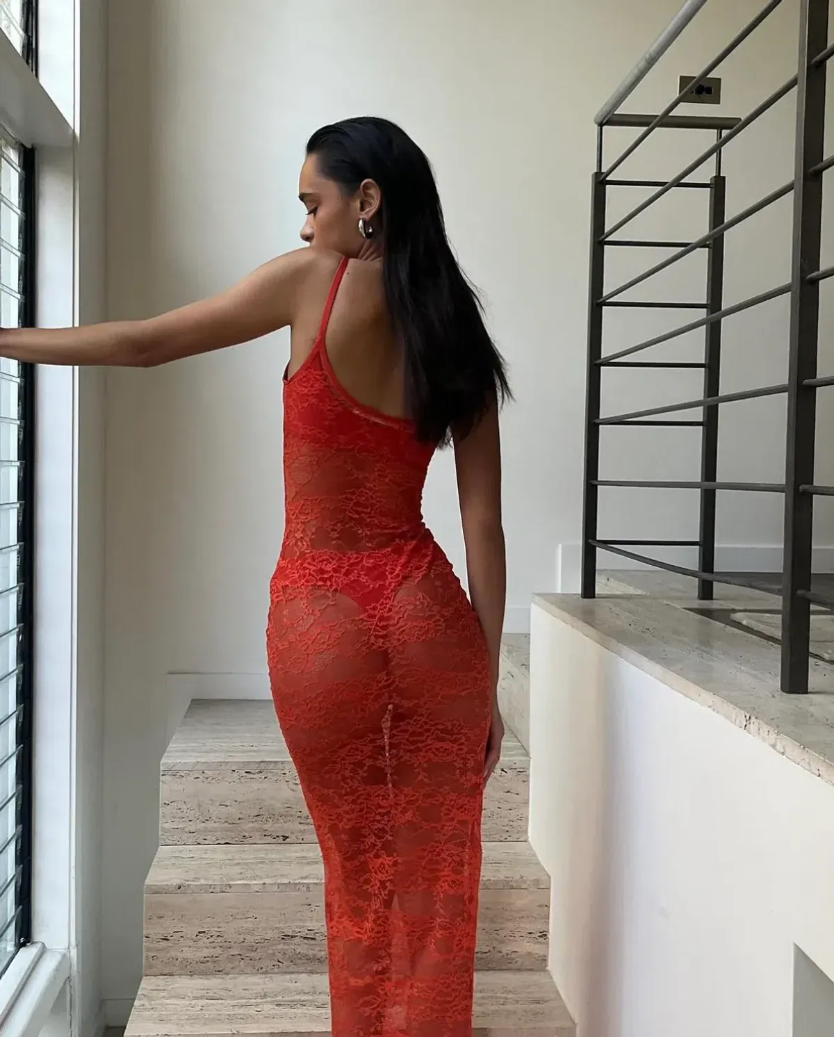 Natalie Rolt Giana Dress in Tangerine Lace Size AU 6 - Image 2