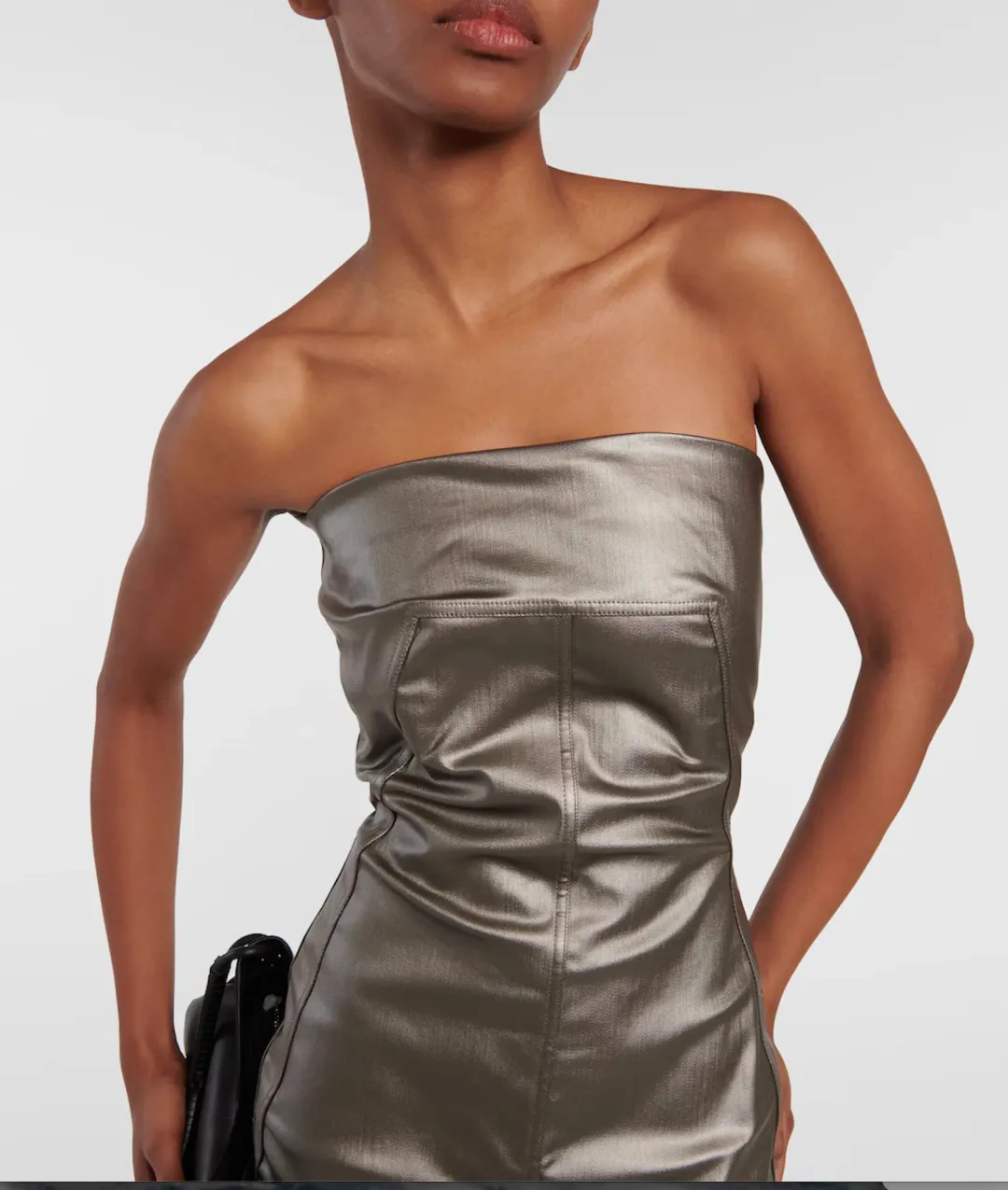 Rick Owens Lido Denim Bustier Gown Gun Metal Size 8 for rent on The Volte - main image