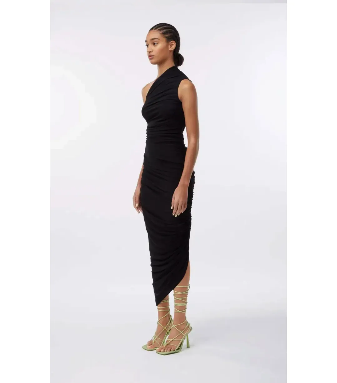 Gauge81 Ira One Shoulder Draped Jersey Dress Black Size AU 6 for rent on The Volte - main image
