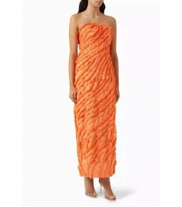 Aje Terrene Frill Maxi Dress Orange Size AU 14 for rent on The Volte - image 2
