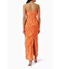 Aje Terrene Frill Maxi Dress Orange Size AU 14 for rent on The Volte - image 3