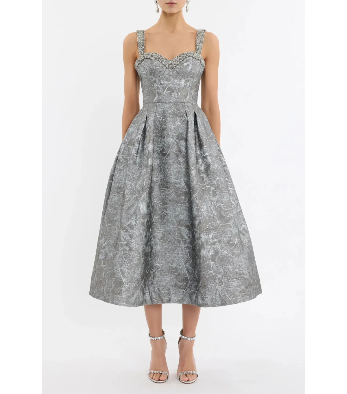 Rebecca Vallance Sterling Midi Dress Grey Size AU 6 - Image 1