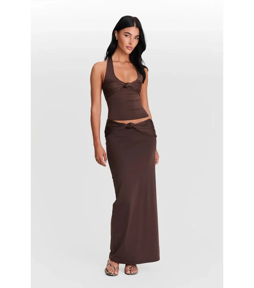 Sasha Therese Mila Skirt and Blair Top Set Chocolate Brown Size AU 4 for rent on The Volte - main image