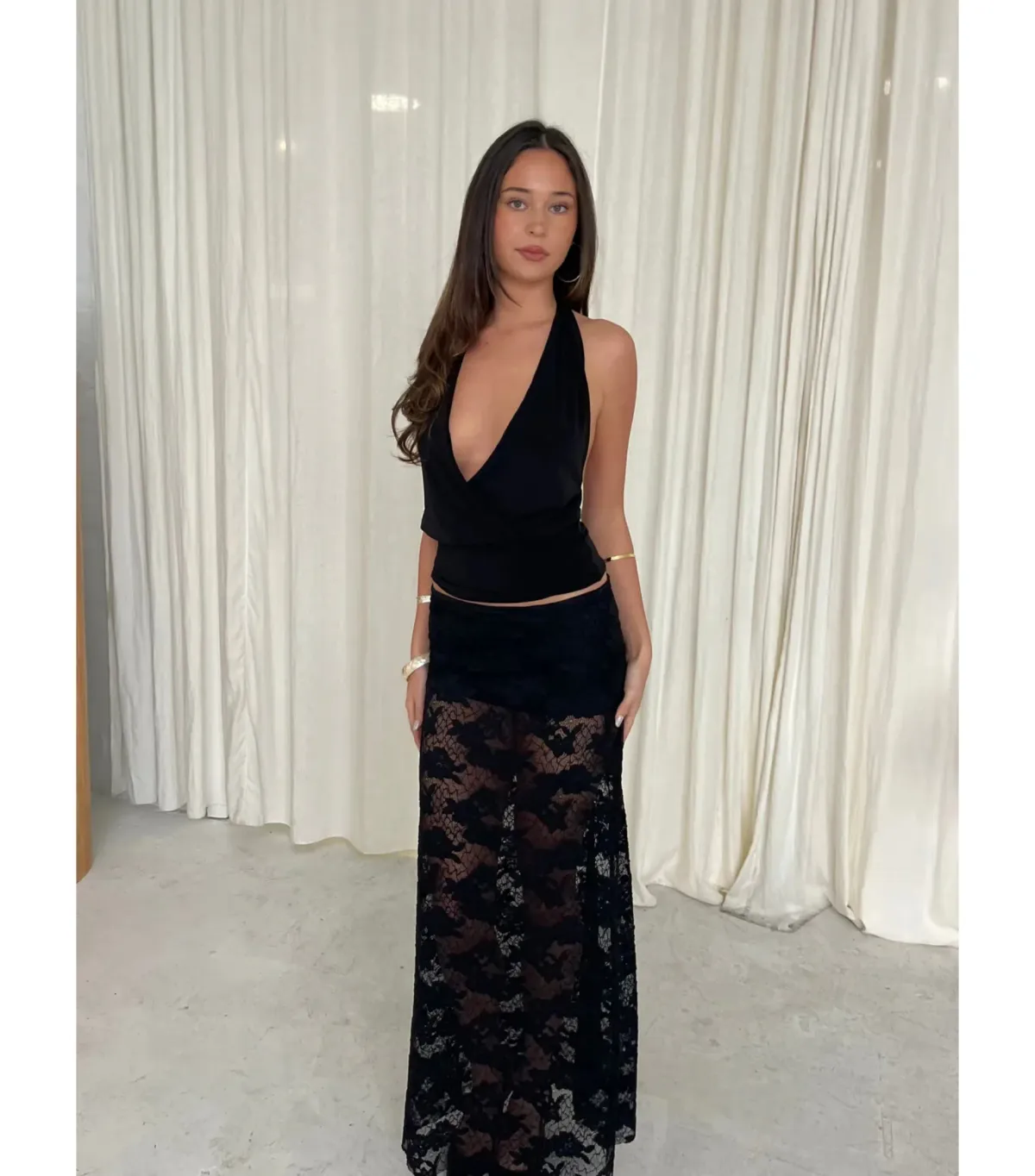 La Marie The Eloise Top and Midi Skirt Set Black Size AU 8 - Image 1