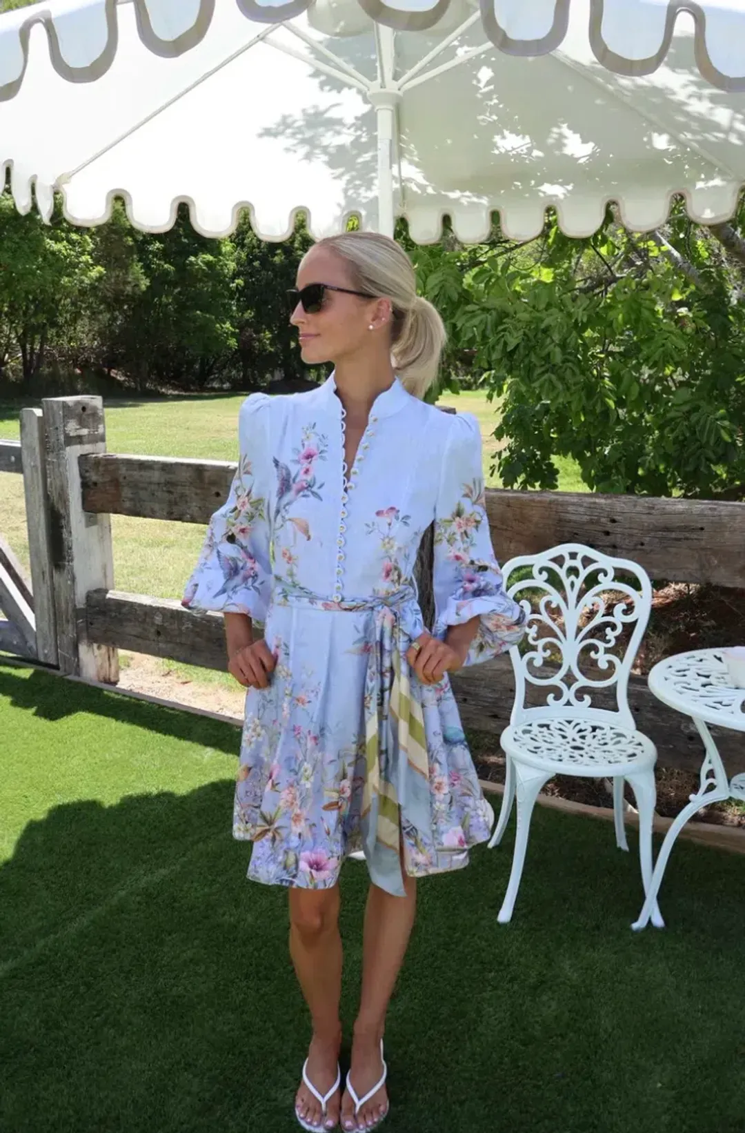 Zimmermann Rebellion Button Mini Dress in Blue Aviary Size 1 / AU 10 for rent on The Volte - main image