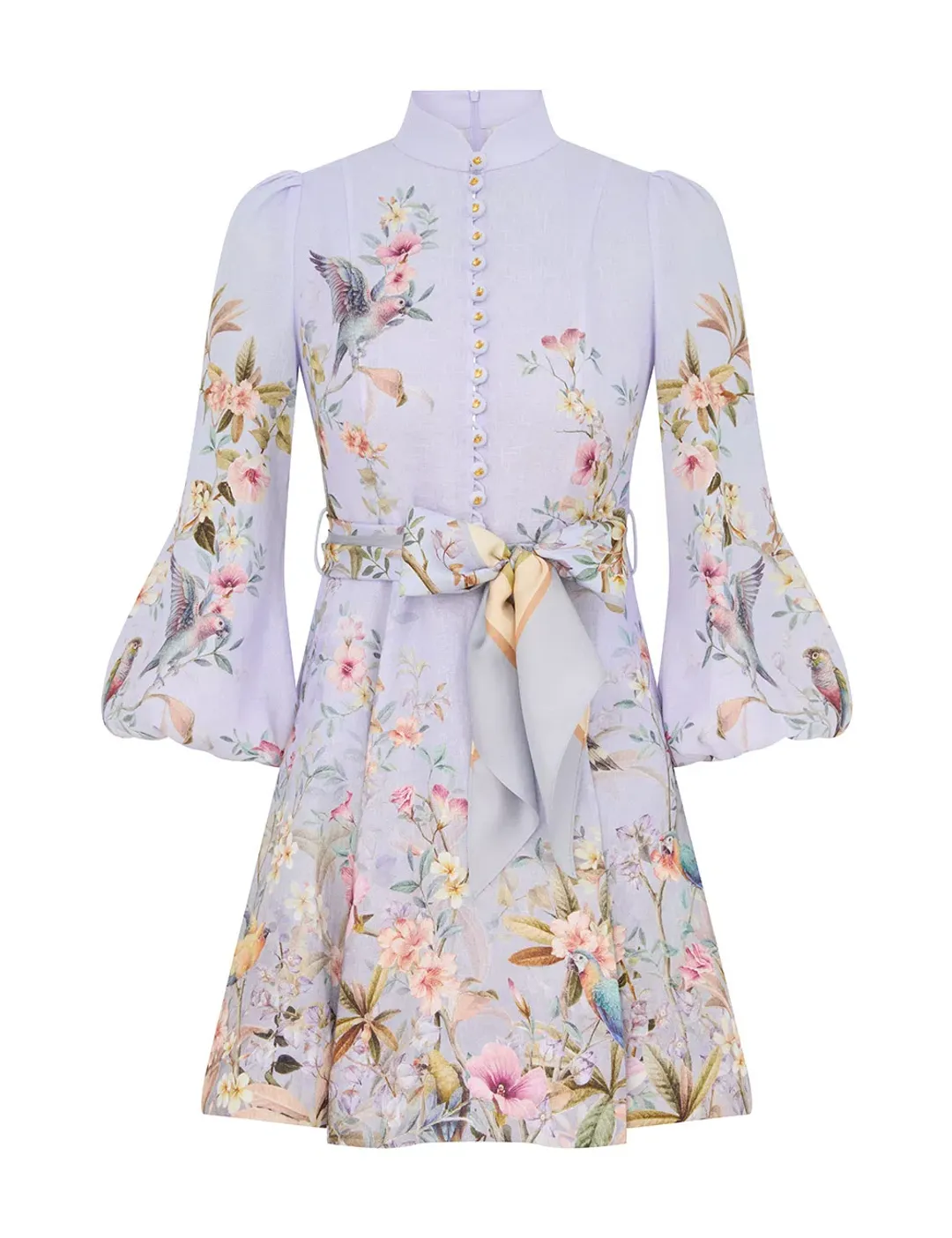 Zimmermann Rebellion Button Mini Dress in Blue Aviary Size 1 / AU 10 for rent on The Volte - main image
