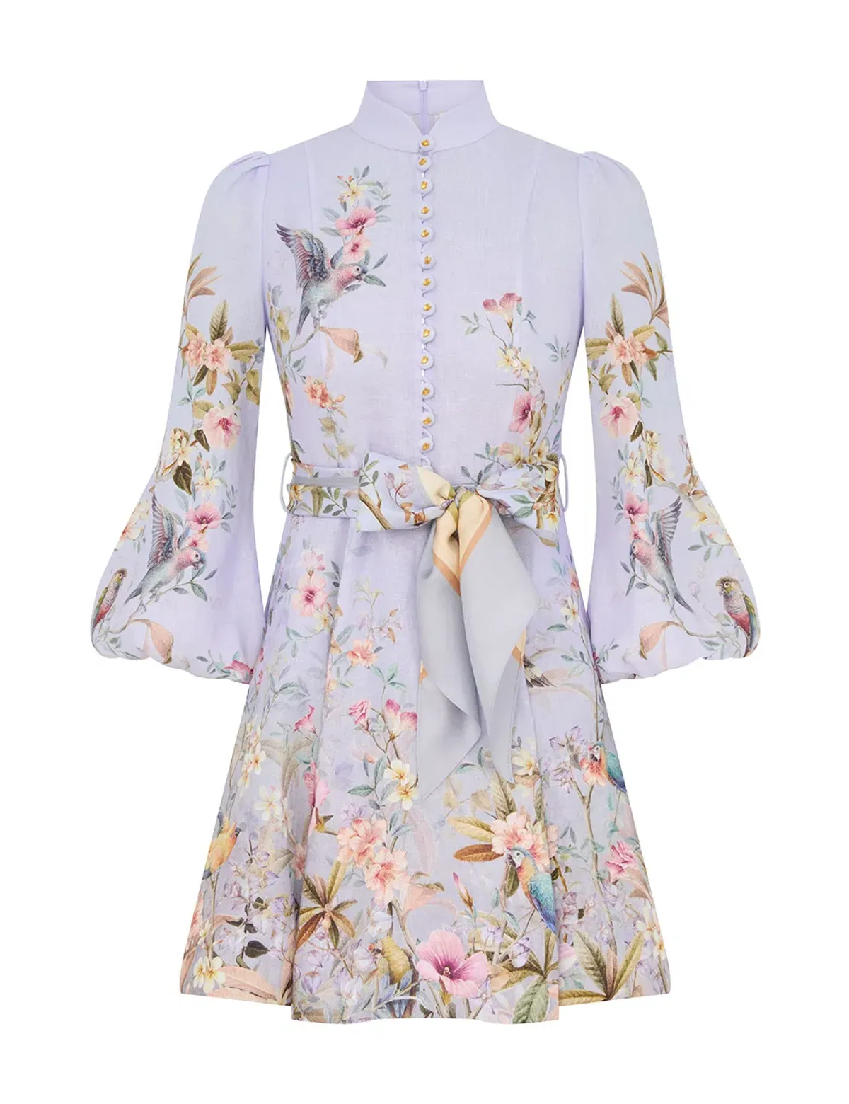 Zimmermann Rebellion Button Mini Dress in Blue Aviary Size 1 / AU 10 - Image 4