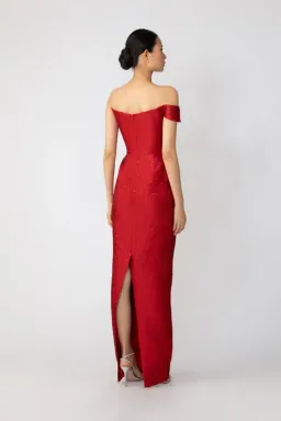 Sau Lee Jackson Jacquard Maxi Gown Red Size AU 8 for rent on The Volte - image 2