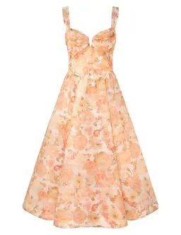 Zimmermann Rebellion Drape Midi Dress Golden Bloom Size 2 AU 12 for rent on The Volte - image 1