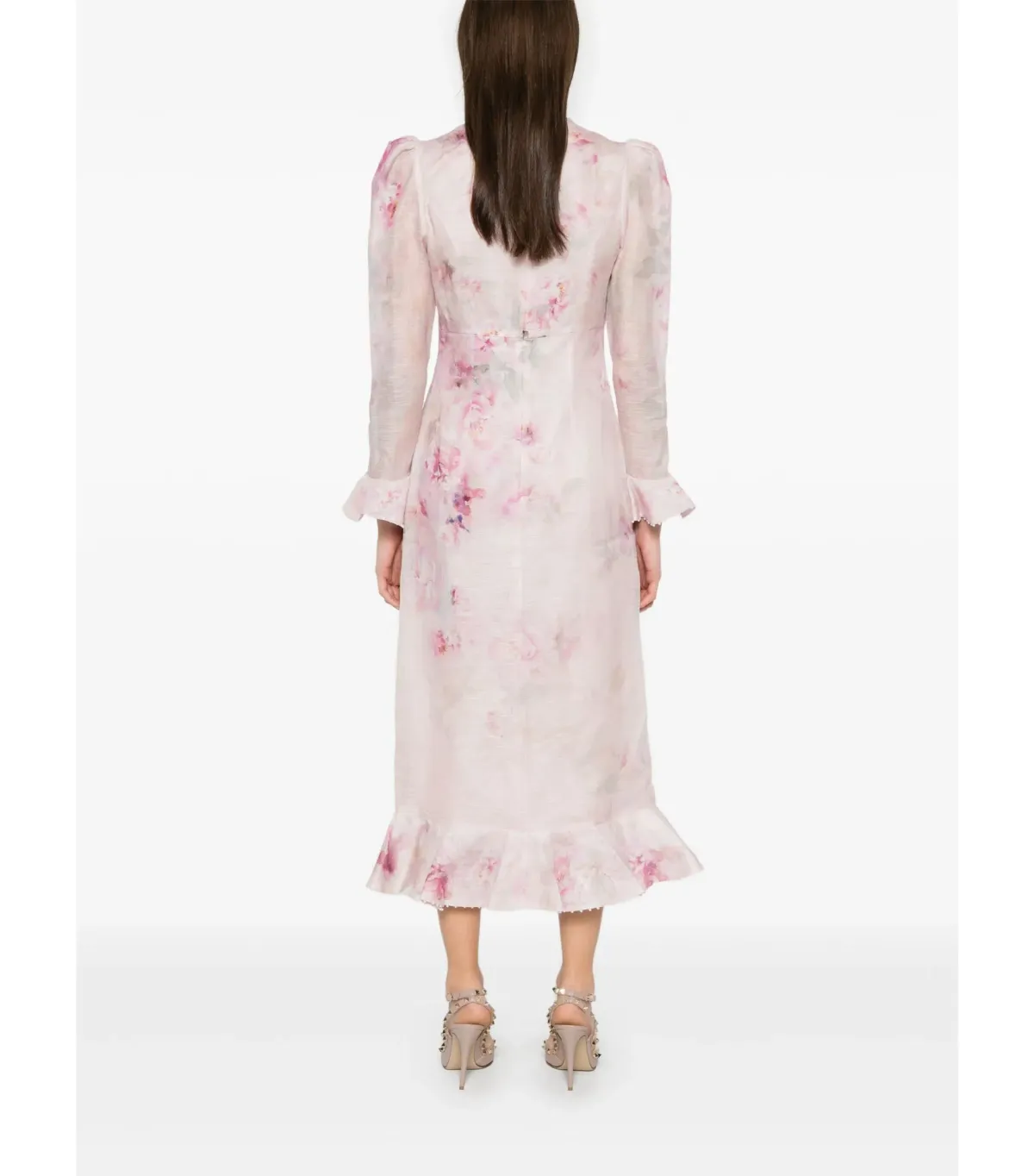 Zimmermann Crush Flower Midi Dress in Pink Floral Size 1 / AU 10 - Image 4