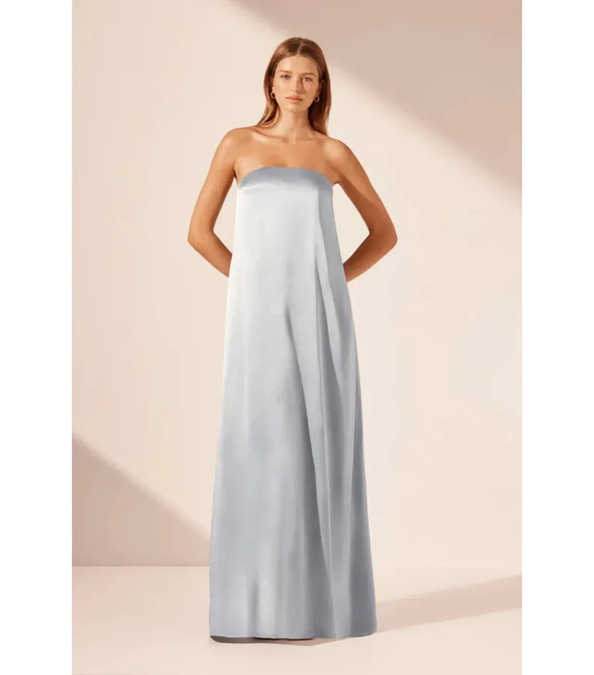 Shona Joy La Lune Strapless Column Maxi Dress Powder Blue Size AU 10 for rent on The Volte - main image