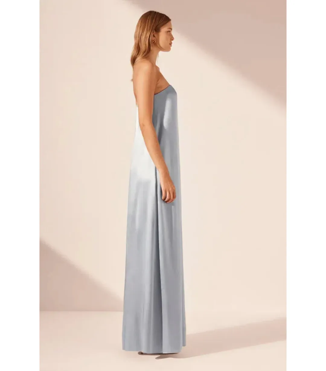 Shona Joy La Lune Strapless Column Maxi Dress Powder Blue Size AU 10 for rent on The Volte - main image