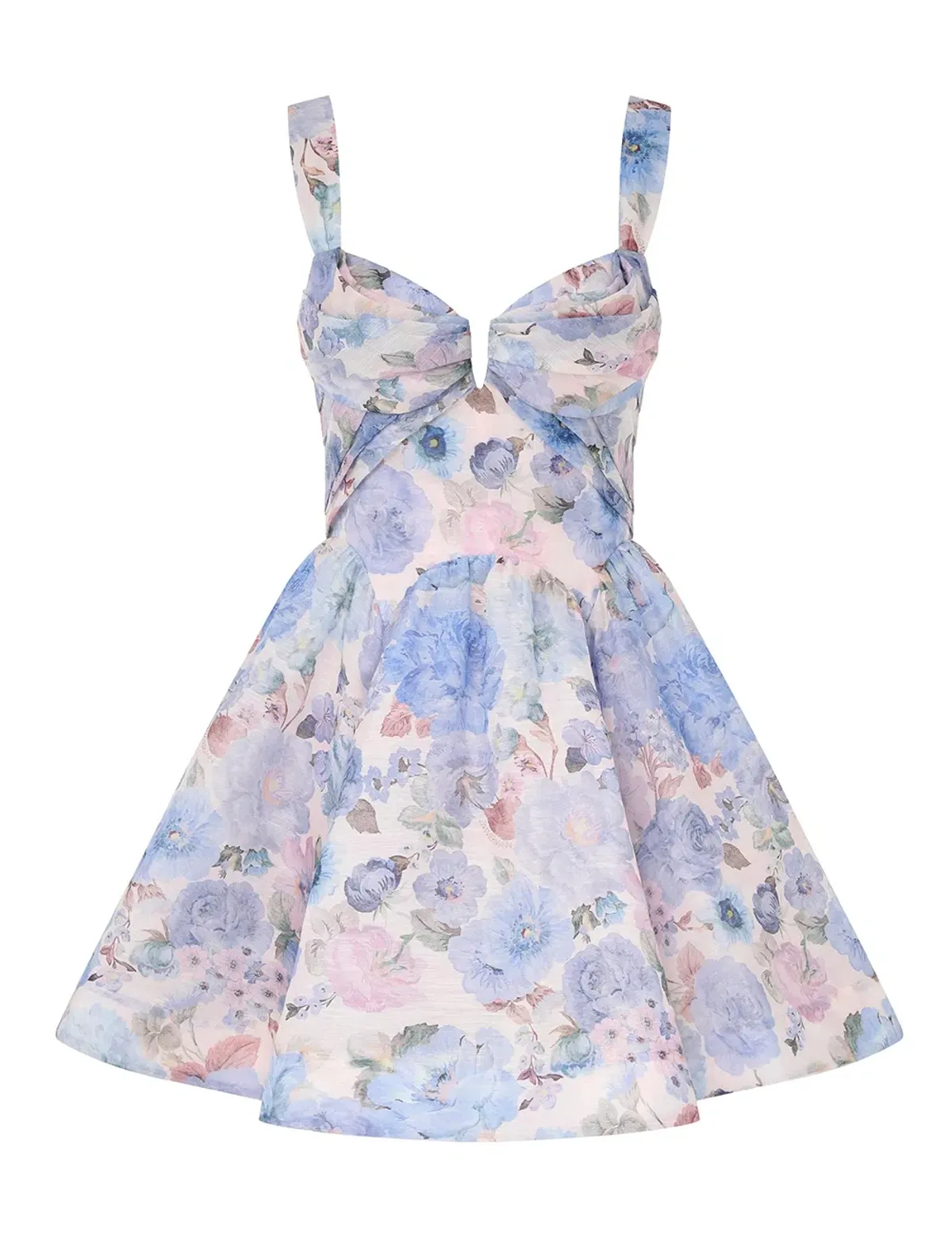 Zimmermann Rebellion Drape Mini Dress Sky Bloom Size 2 AU 12 - Image 4