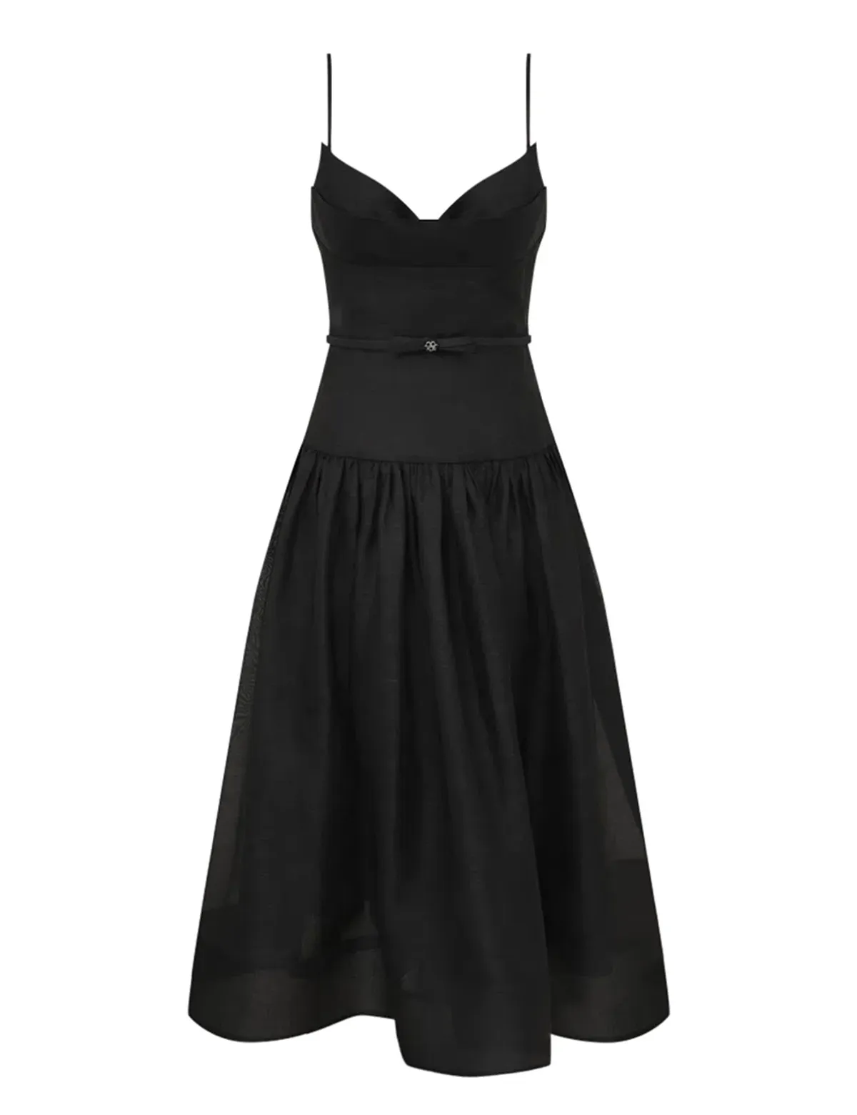 Zimmermann Rebellion Fitted Picnic Midi Dress Black Size 2 AU 12 - Image 1