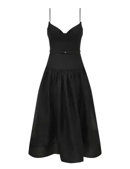 Zimmermann Rebellion Fitted Picnic Midi Dress Black Size 2 AU 12 for rent on The Volte - image 1