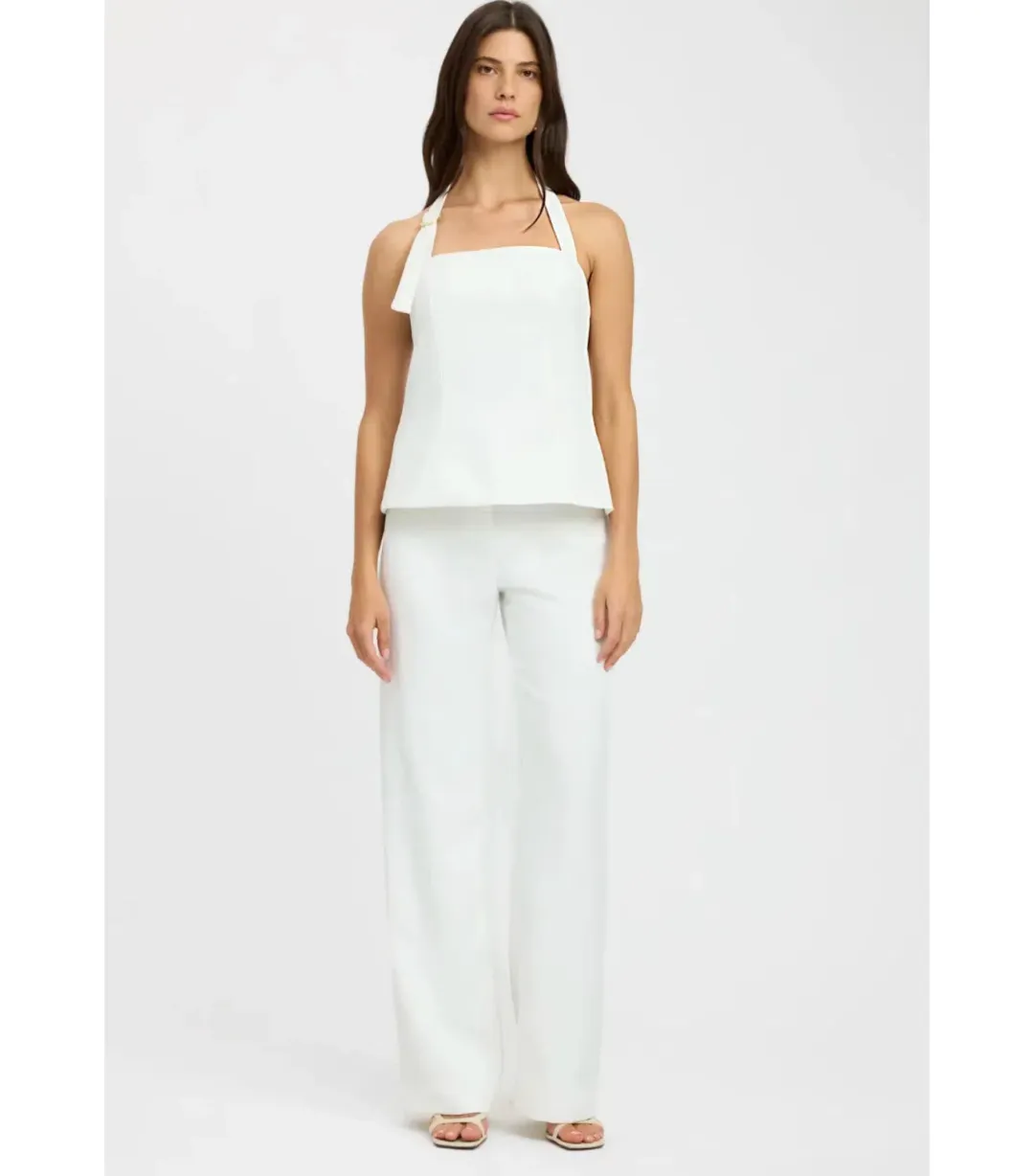 Kookai Ariel Buckle Halter Top and Pants Set White Size AU 10 for rent on The Volte - main image