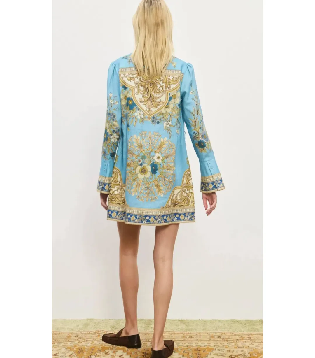 Alemais Cassie Mini Dress Blue Print Size AU 16 for rent on The Volte - main image