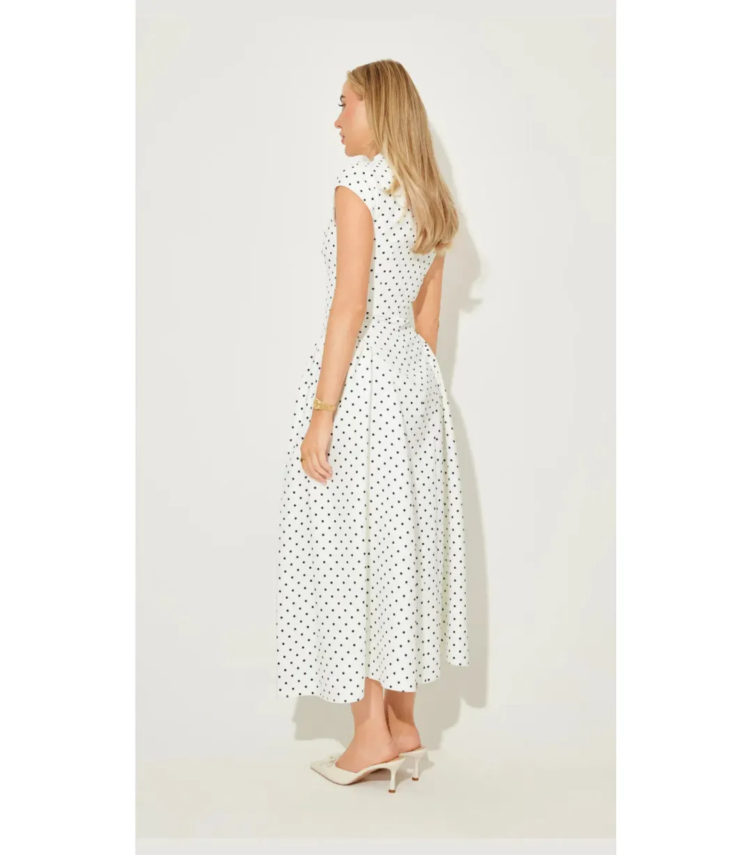Odd Muse Cap Sleeve Midi Dress in White Polka Dot Size S / AU 8 for rent on The Volte - main image