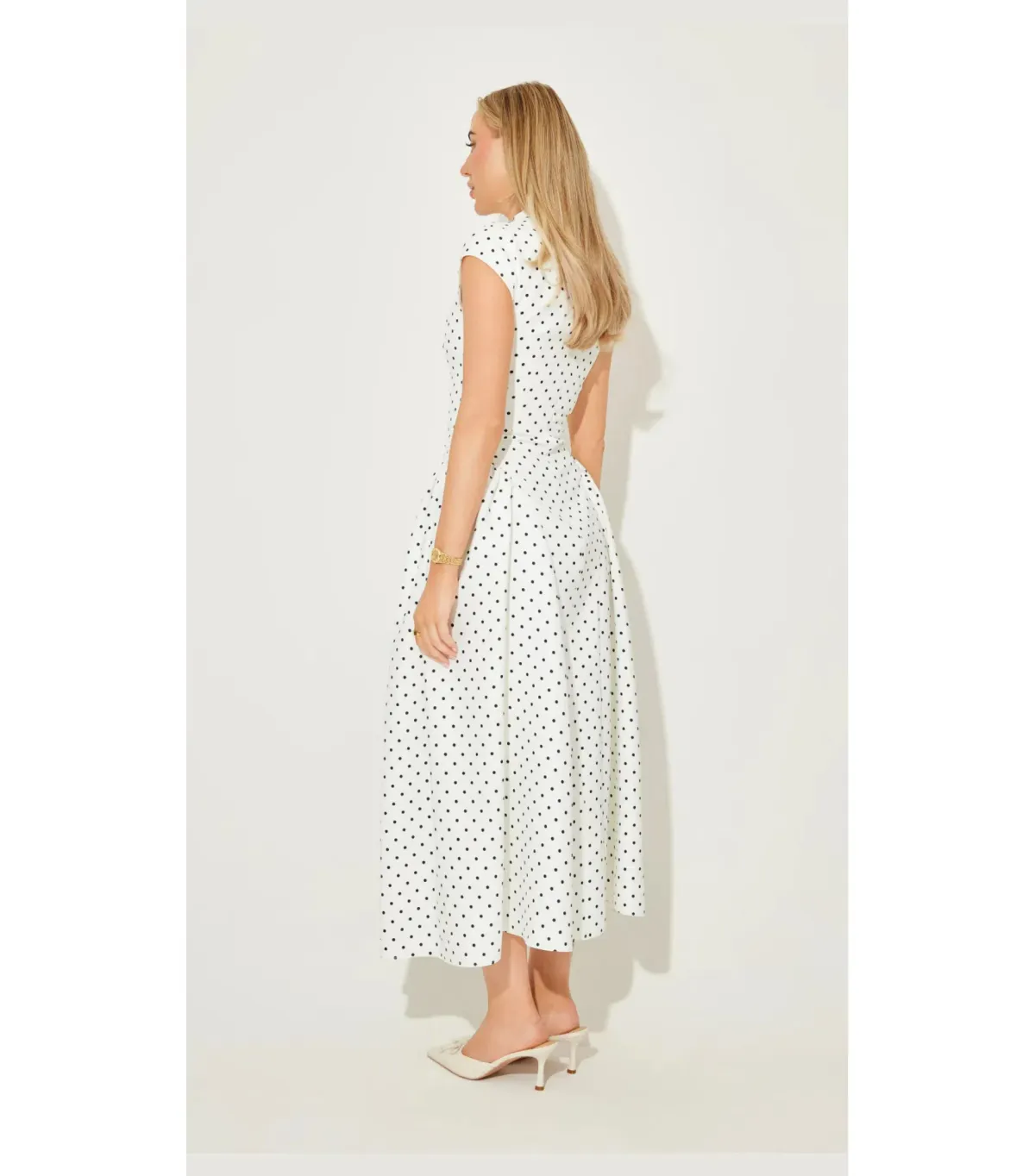 Odd Muse Cap Sleeve Midi Dress in White Polka Dot Size S / AU 8 - Image 2