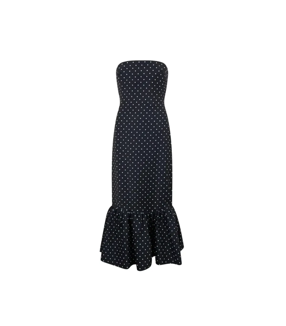 Odd Muse Strapless Peplum Midi Dress in Navy Polka Dot Size M / AU 10 - Image 4