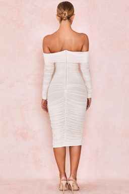 House of CB Anais Off Shoulder Ruched Midi Dress White Size 8 for rent on The Volte - image 2