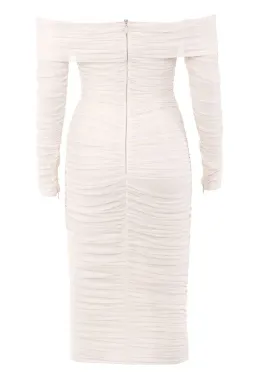 House of CB Anais Off Shoulder Ruched Midi Dress White Size 8 for rent on The Volte - image 5
