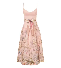 Zimmermann Rebellion Fitted Picnic Midi Dress in Pink Aviary Size 0 for rent on The Volte - image 1