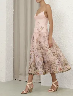 Zimmermann Rebellion Fitted Picnic Dress in Pink Aviary s0 for rent on The Volte - image 1