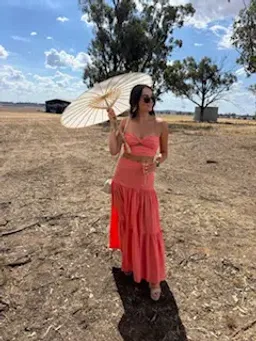 RUNAWAY THE LABEL - AYLA MAXI SKIRT & CROP IN SUNSET SHOWPO for rent on The Volte - image 3