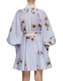 Zimmermann Hypnotic floral linen lilac poppy shirt dress size 3 au 14 for rent on The Volte - image 2