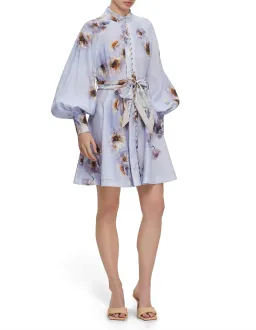 Zimmermann Hypnotic floral linen lilac poppy shirt dress size 3 au 14 for rent on The Volte - image 4