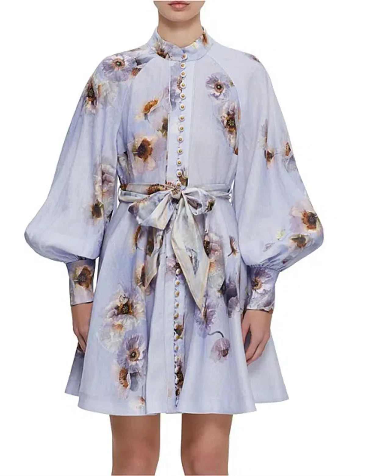 Zimmermann Hypnotic floral linen lilac poppy shirt dress size 3 au 14 - Image 1